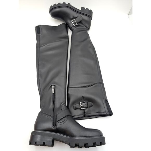 Marc Fisher Ganven Over-The-Knee Boots Buckle Women's Black Size US6.5M EU37 - Picture 10 of 16